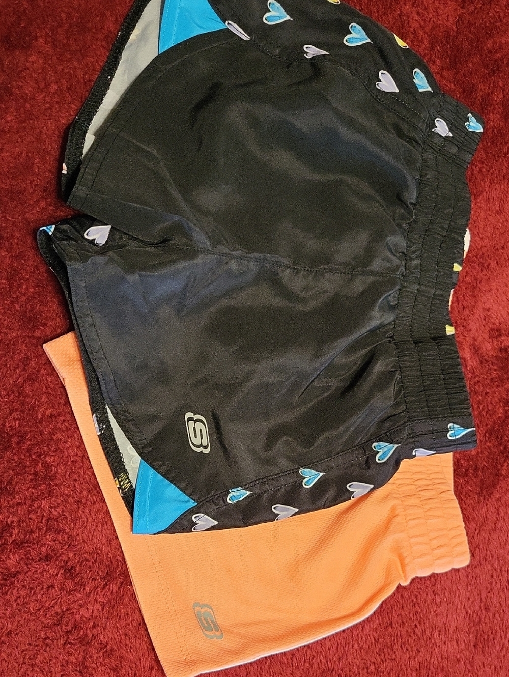 Black Athletic Shorts  &  Floresent Peach Shorts